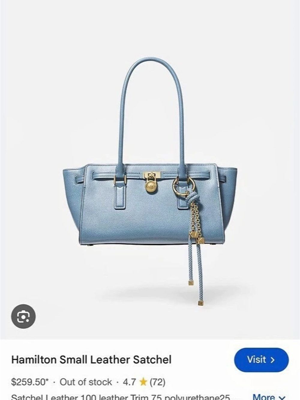 Michael Kors Hamilton Small Leather Satchel in Blue